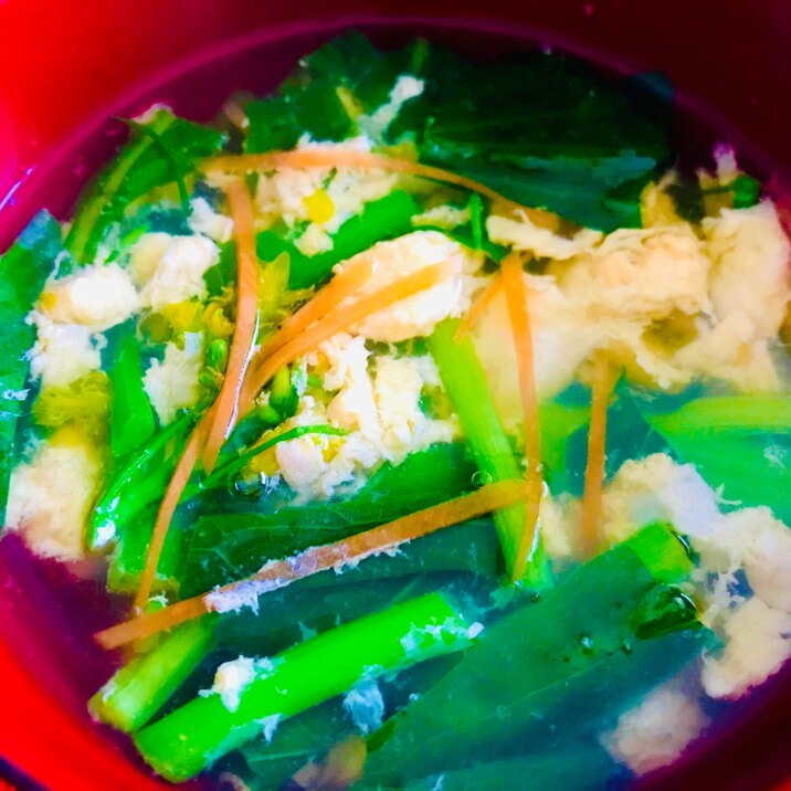 ほっこり⭐コク＋旨みのアスパラ菜のかき玉汁☺️